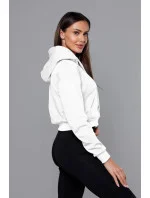 Krátká bílá tepláková mikina s kapucí model 18378838 - J.STYLE