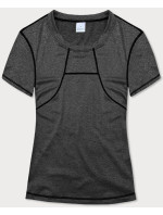 Dámske športové tričko T-shirt v grafitovej farbe s ozdobným prešitím (A-2166)