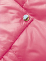 Krátka ružová dámska bunda s kapucňou (B8216-51)