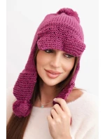 Dámská zimní čepice s vlnou s kšiltem a  tmavě fialová model 21783033 - K-Fashion