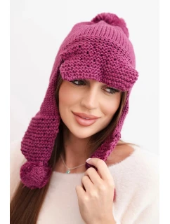 Dámská zimní čepice s vlnou s kšiltem a  tmavě fialová model 21783033 - K-Fashion