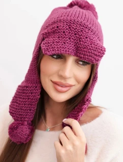 Dámská zimní čepice s vlnou s kšiltem a  tmavě fialová model 21783033 - K-Fashion
