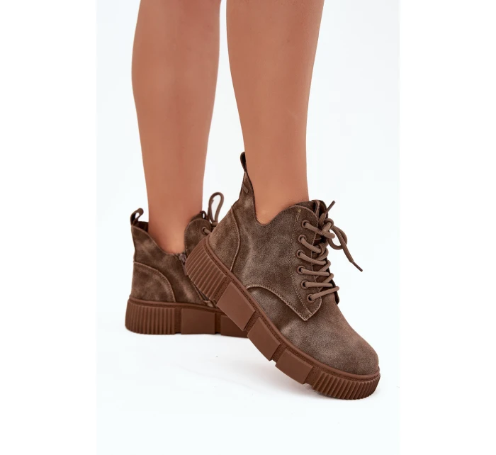 Semišové nízké dámské na platformě Big Star béžové model 21708669 - Big Star Shoes Semišové nízké dámské na platformě Big Star béžové model 21708669 - Big Star Shoes