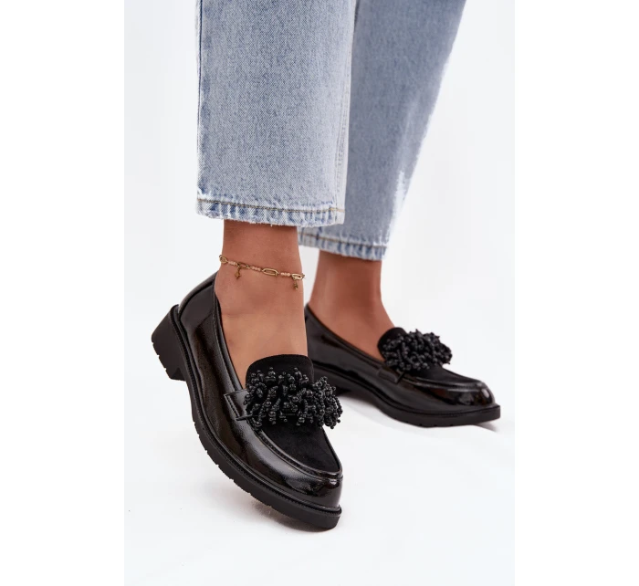 Damskie Mokasyny Lakierowane S.Barski HY52-369B Czarne