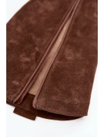 Kožené semišové kozačky cowboyové zateplené Zazoo 4224 čokoládové