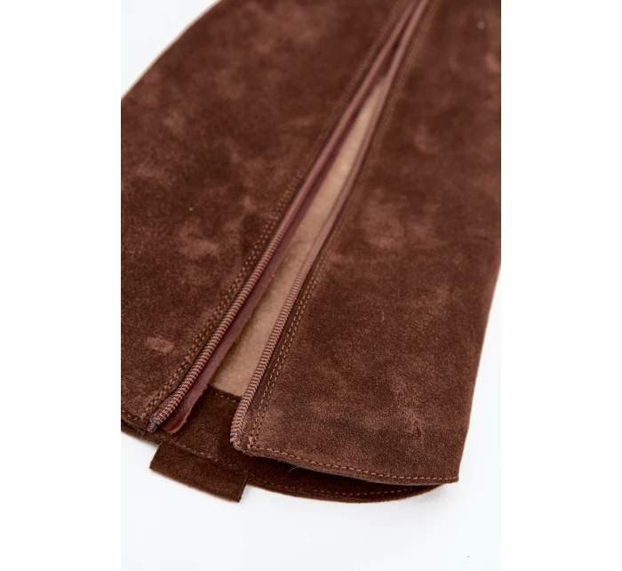 Kožené semišové kozačky cowboyové zateplené Zazoo 4224 čokoládové