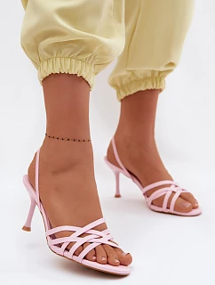 Dámské sandály na podpatku s pásky růžové model 22125474 - Boto
