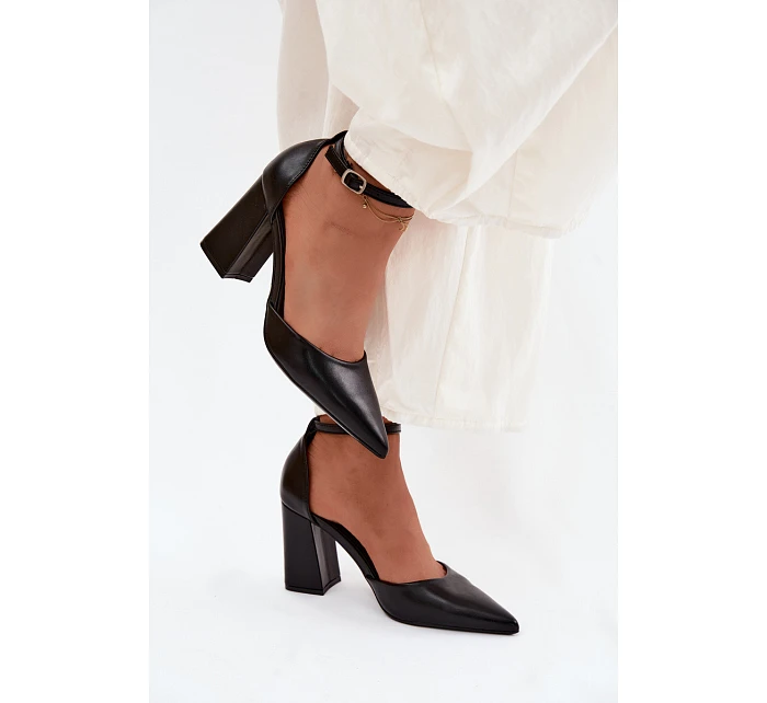Lodičky na podpatku z imitace kůže Černé model 22122778 - Boto