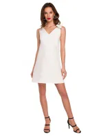 šaty áčkového střihu s mašlí krepová růžová model 17194436 - Makover