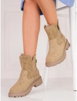 Pohodlné hnedé dámske členkové topánky na plochom podpätku Pohodlné hnedé dámske členkové topánky na plochom podpätku