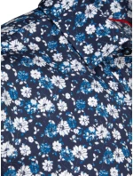 Pánska vzorovaná košeľa s dlhým rukávom tmavomodrá FashionStreet DX2671 Pánska vzorovaná košeľa s dlhým rukávom tmavomodrá FashionStreet DX2671