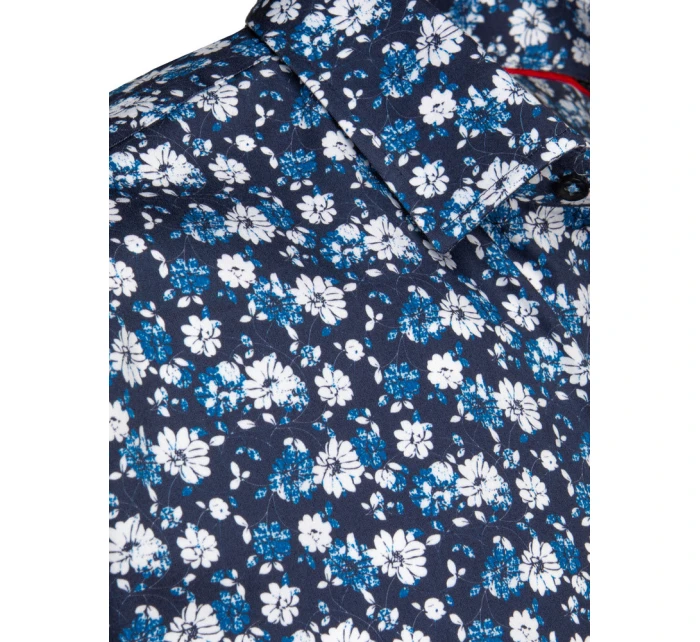 Pánska vzorovaná košeľa s dlhým rukávom tmavomodrá FashionStreet DX2671 Pánska vzorovaná košeľa s dlhým rukávom tmavomodrá FashionStreet DX2671