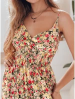 Maxi šaty ve žluté a červené barvě s květy Dstreet model 21990247 - FashionStreet