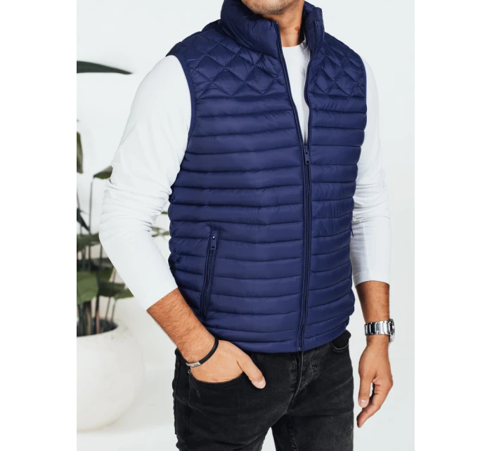Pánska prešívaná tmavomodrá vesta FashionStreet TX5077