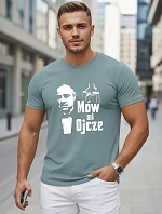 Pánske klasické bavlnené tričko s petrolejovou potlačou FashionStreet NX5145R