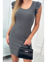 Šaty s nariasenými rukávmi v grafitovej farbe