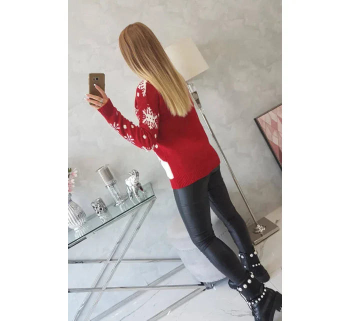 Vianočný sveter so snehuliakom červený