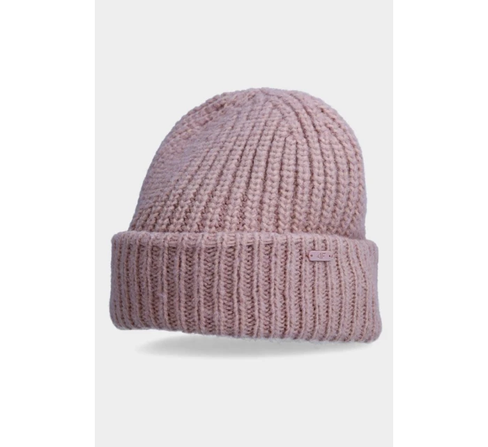 Czapka Zimowa Z Dodatkiem Wełny Damska 4F 4FAW23ACAPF290-56S Różowa