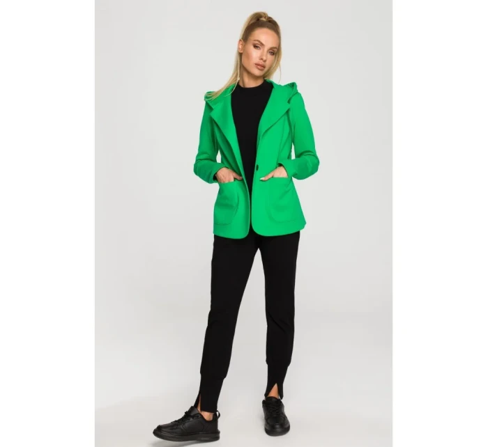 M691 Blejzer s kapucňou a jedným gombíkom - zelený M691 Blejzer s kapucňou a jedným gombíkom - zelený