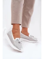 Dámske topánky z prírodnej kože - strieborné