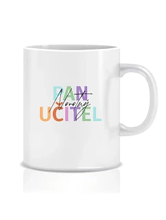 Personalizovaný klasický biely keramický hrnček s objemom 300 ml pre pani učiteľku/pána učiteľa