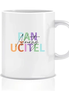 Personalizovaný klasický biely keramický hrnček s objemom 300 ml pre pani učiteľku/pána učiteľa