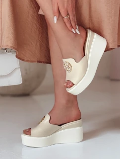 KLASSINA dámske žabky na platforme beige FashionStreet ZY0761