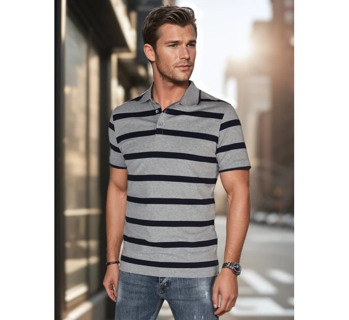 Pánská pruhovaná polokošile světle šedá Dstreet model 21987939 - FashionStreet