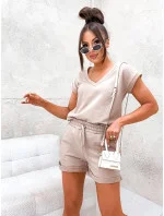 Béžová dámska letná bavlnená súprava (VE87)