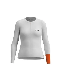 Cyklistické tričko POC W's Cadence L/S Jersey, biele