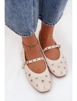 Dámské baleríny s páskem a sponou béžové model 21744513 - Boto
