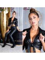 Sexy orezaná blúzka Kunstleder T2880 čierna - Koucla Sexy orezaná blúzka Kunstleder T2880 čierna - Koucla