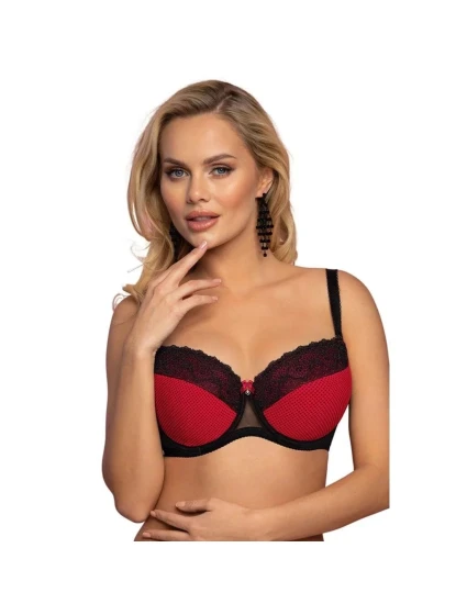Dámska podprsenka VB-446 Tmavo červená s čiernou - Vena