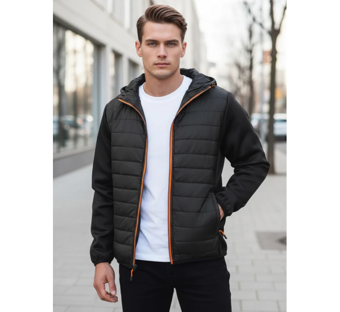 Pánska prechodná prešívaná bunda čierna FashionStreet TX3785