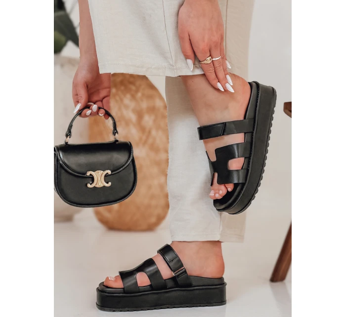 Dámské žabky na suchý zip black model 21987017 - Dstreet Dámské žabky na suchý zip black model 21987017 - Dstreet