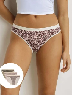 Dámské bavlněné kalhotky 3 ks DIM LES POCKETS COTTON SLIP 3x - DIM - světle hnědá