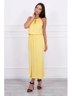 Boho šaty na zips žlté