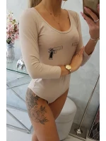 Body s potlačou pištole béžovej