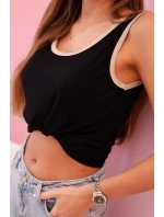 Dámská halenka na ramínka s ozdobným lemem černý