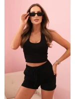 Dámske bavlnené šortky s gumou a šnúrkou v páse čierne