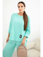 Bavlnená mikina + nohavice tmavá mentolová