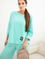 Bavlnená mikina + nohavice tmavá mentolová