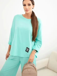 Komplet bavlněný mikina + kalhoty tmavě mátová