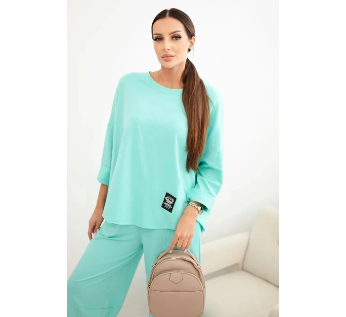 Bavlnená mikina + nohavice tmavá mentolová