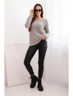 Svetr dámský z měkké pleteniny s kulatým výstřihem hnědý