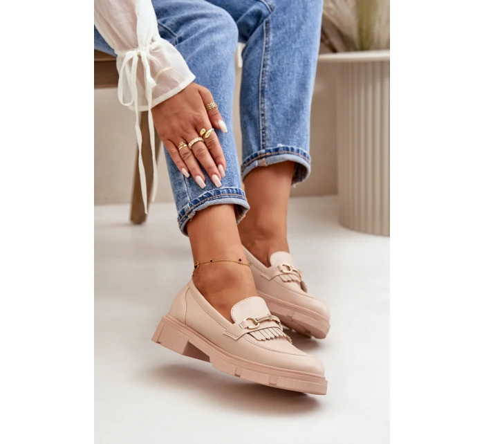 Dámské Mokasíny S Dekorací Eko Kůže Béžové model 21670524 - Boto