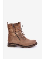 Botki Damskie Workery Ciemnobeżowe Perfecto