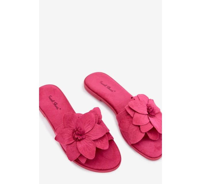 Dámské ploché nazouváky s ozdobnými květinami Fuksie Elzoria