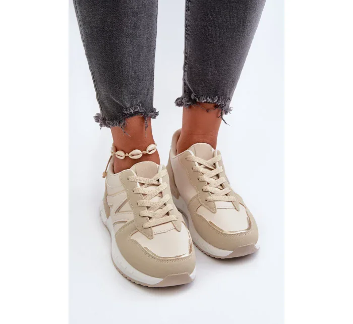 Béžové dámské tenisky vyrobené z eko kůže model 20447635 - Kesi