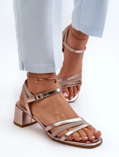 Dámske sandále na nízkom podpätku z ekokože Sergio Leone SK046 rose gold